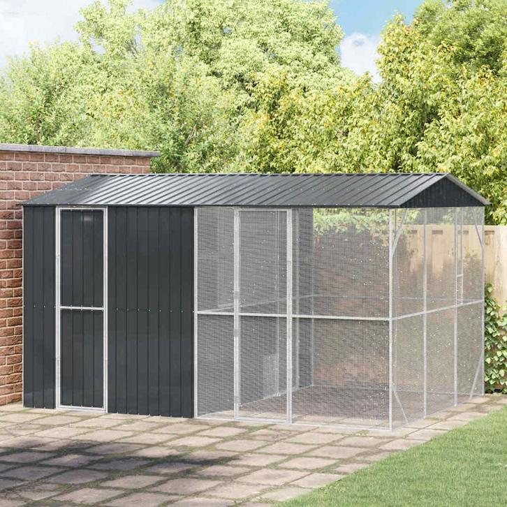 vidaXL Vogelkooi Antraciet 430 x 310 x 247 cm Gegalvaniseerd, Dieren en Toebehoren, Vogels | Toebehoren, Nieuw, Verzenden