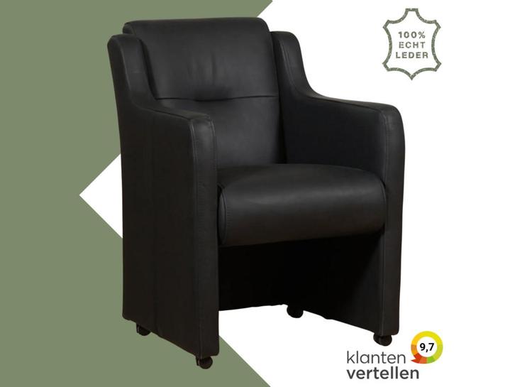 Leren eetkamerstoel Mass - Rancho Nero (zwart) - Met, Huis en Inrichting, Stoelen, Zwart, Eén, Nieuw, Leer, Ophalen of Verzenden