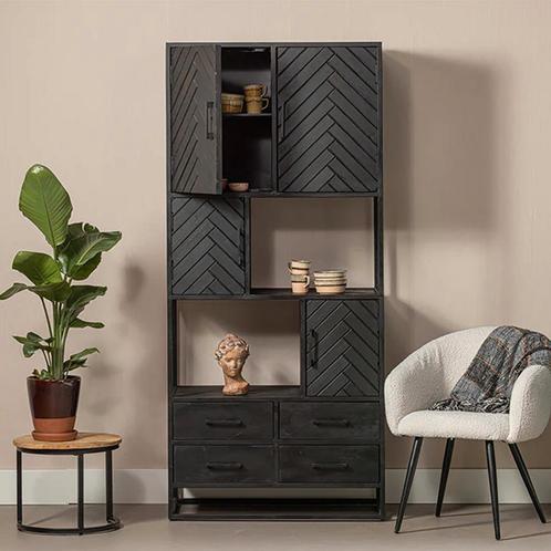 Vakkenkast Mangohout Fianna 90 cm, Huis en Inrichting, Kasten | Boekenkasten, 25 tot 50 cm, Nieuw, Overige houtsoorten, 200 cm of meer