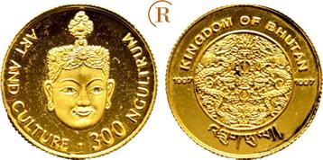 300 Ngultrum 1,24 Gramm Feingoud 1997 Bhutan: goud beschikbaar voor biedingen