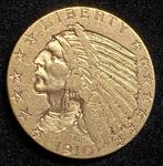 Verenigde Staten. Indian Head Gold $5 Half Eagle 1910, Postzegels en Munten
