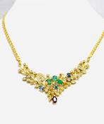 Kraagketting - 18 karaat Geel goud - 5.90ct. tw. Diamant, Handtassen en Accessoires, Antieke sieraden