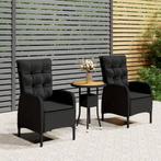 vidaXL 3-delige Tuinset poly rattan zwart, Tuin en Terras, Verzenden, Nieuw, Tuinset