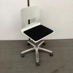 Bureaustoel zonder armleuning, wit - zwart - chroom