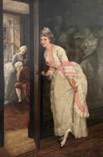 William Oliver (1823-1901) - Eavesdropping, Antiek en Kunst, Kunst | Schilderijen | Klassiek