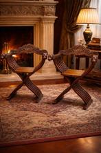 Stoel (2) - Savonarola - Hout - 2-zit - Savonarola, Antiek en Kunst