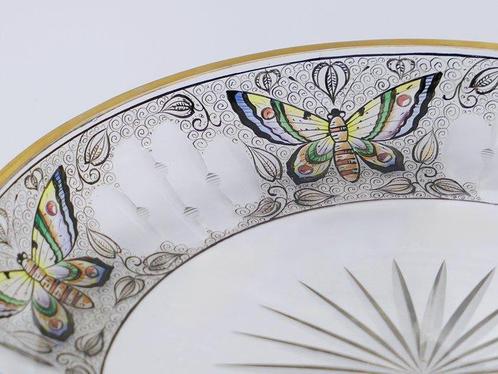 Schotel - Mod.Butterfly Con Decorazioni Smaltate Fatte a, Antiek en Kunst, Antiek | Glaswerk en Kristal