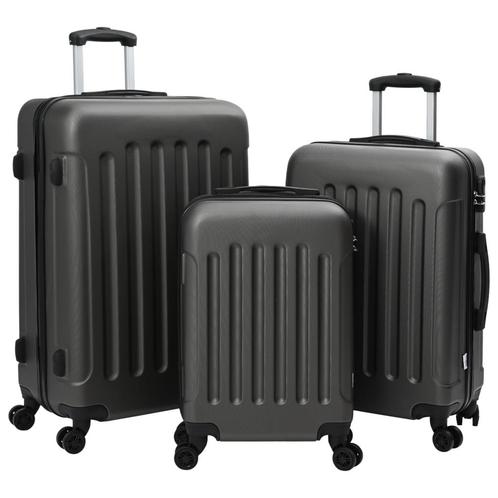 vidaXL Kofferset 3 stuks Harde Schelp Donkergrijs 20 24, Handtassen en Accessoires, Koffers, Nieuw, Verzenden
