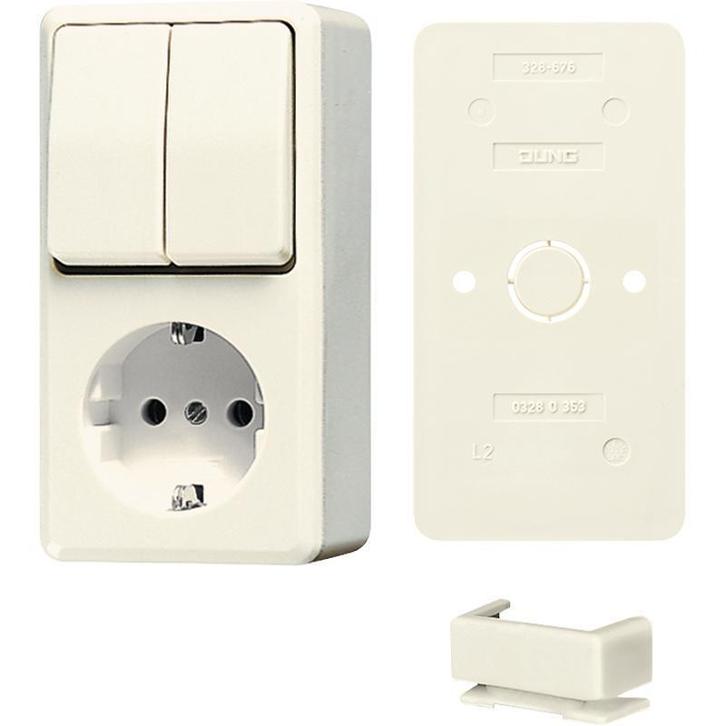 Jung AP600 White Series Combo RA avec plaque de base - B675A, Doe-het-zelf en Bouw, Elektriciteit en Kabels, Verzenden