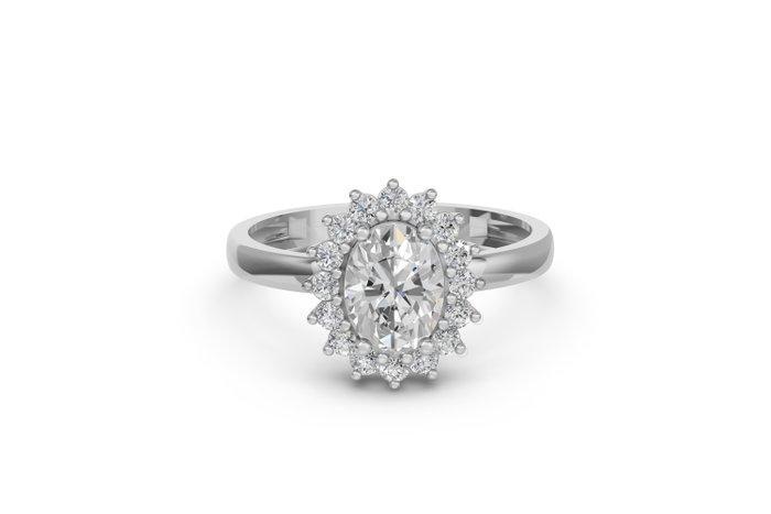 Zonder Minimumprijs - Ring - 14 karaat Witgoud - 1.35ct. tw., Handtassen en Accessoires, Ringen