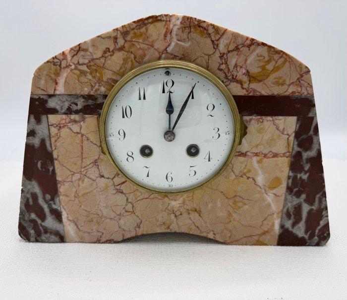 Klok - Art Deco Brons, Marmer - 1910-1920 - Japy Frères Med, Antiek en Kunst, Antiek | Klokken