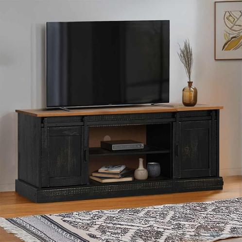 vidaXL Tv-meubel HALDEN 2 schuifdeuren 150x40x60 cm massief, Huis en Inrichting, Kasten |Televisiemeubels, Nieuw, Verzenden