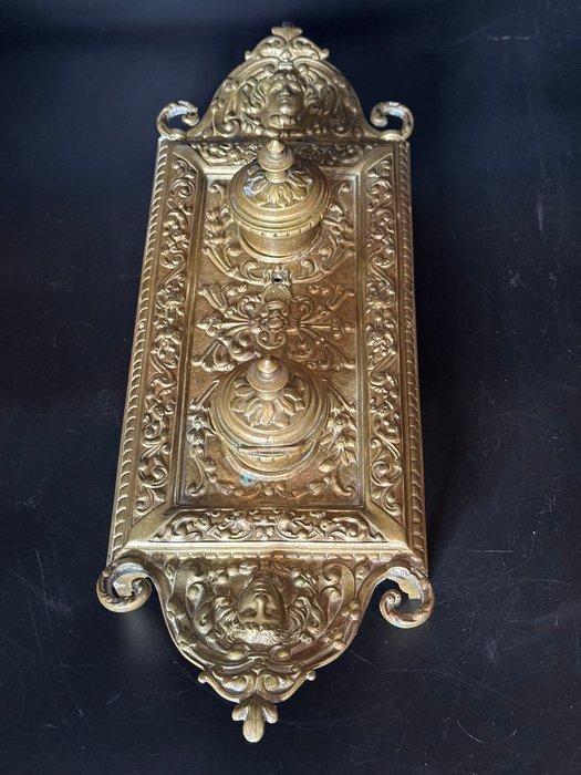 Inktpot - Encrier double en bronze doré Napoleon III - Brons, Antiek en Kunst, Antiek | Overige Antiek