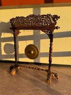 Gong avec cadre en bois découpé à la main - Bois, Bronze -