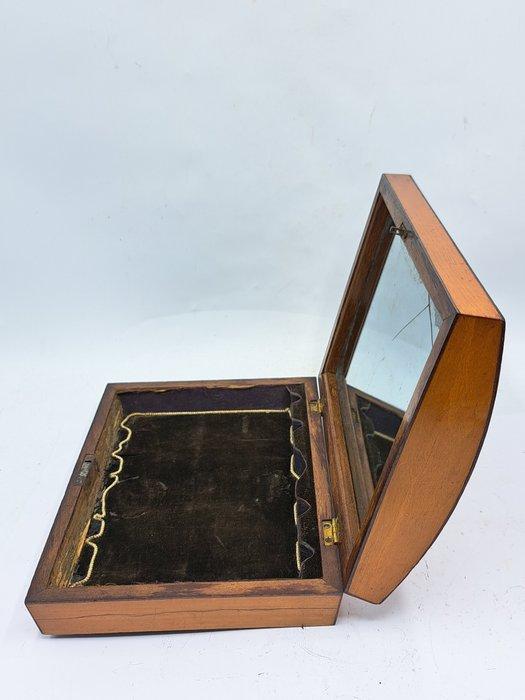 Sieradendoos - Sarcofaagkist - Hout, Glas, Fluweel - Kist, Antiek en Kunst, Antiek | Overige Antiek