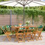vidaXL Tuinstoelen 8 st inklapbaar stof en massief hout, Tuin en Terras, Tuinstoelen, Verzenden, Nieuw