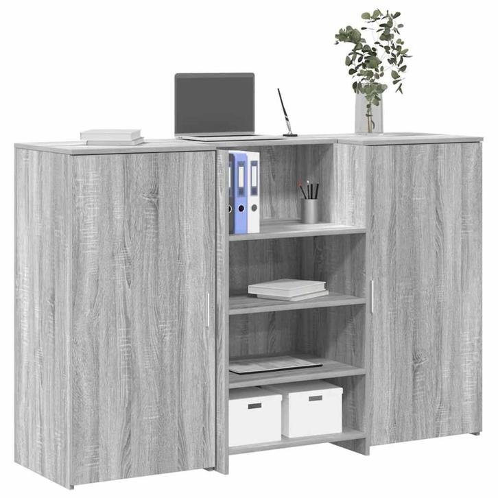 vidaXL Receptiebalie 155x50x103,5 cm bewerkt hout grijs, Huis en Inrichting, Bureaus, Nieuw, Verzenden