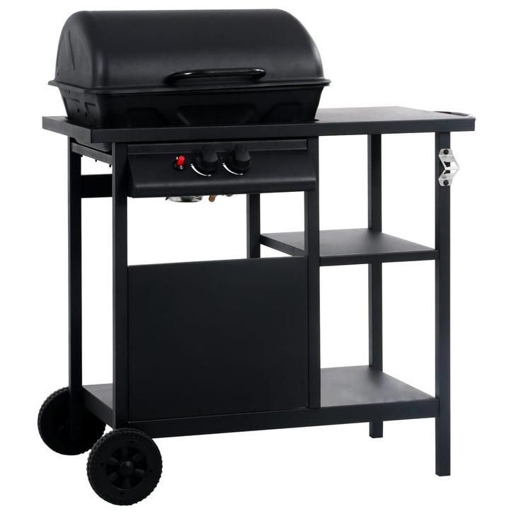 vidaXL Gasbarbecue met 3-laags zijtafel zwart, Elektronische apparatuur, Overige elektronische apparatuur, Nieuw, Verzenden