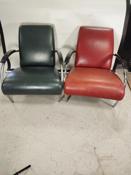 Gelderland - Jan des Bouvrie - Chaise longue (2) - Cuir,, Antiek en Kunst, Antiek | Meubels | Stoelen en Sofa's