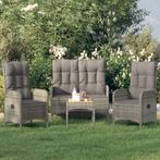 vidaXL Mobilier à dîner de jardin 4pcs et coussins Gris Rési
