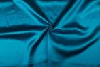 Satijn stof waterblauw - Glanzende stof 50m op rol, Nieuw, Verzenden