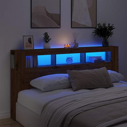 vidaXL Hoofdeinde met LED 200x18,5x103,5 cm hout artisanaal, Huis en Inrichting, Slaapkamer | Bedden, Nieuw, Verzenden