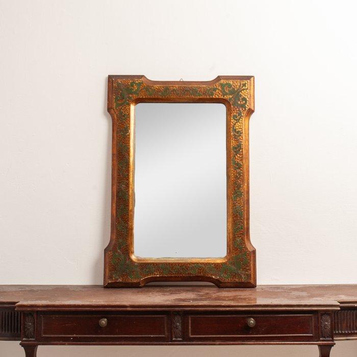 Spiegel- Martellato - Hout - versierde lelies, Antiek en Kunst, Curiosa en Brocante