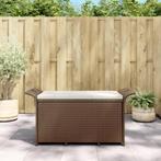 vidaXL Tuinbank met kussen 116x46x57 cm poly rattan bruin, Tuin en Terras, Verzenden, Nieuw
