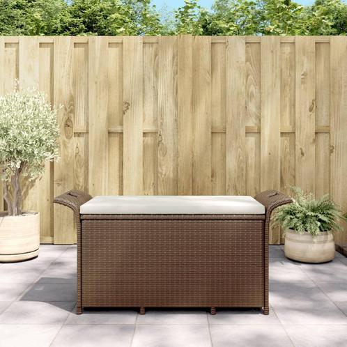 vidaXL Tuinbank met kussen 116x46x57 cm poly rattan bruin, Tuin en Terras, Tuinsets en Loungesets, Nieuw, Verzenden