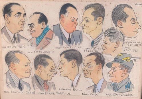 Gino Mugnai (1898-1955) - Caricature di personalità illustri, Antiek en Kunst, Kunst | Schilderijen | Klassiek