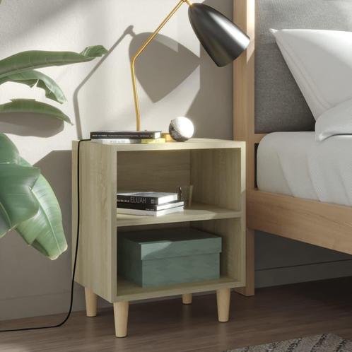 vidaXL Nachtkastje met houten poten 40x30x50 cm sonoma, Huis en Inrichting, Slaapkamer | Nachtkastjes, Nieuw, Verzenden