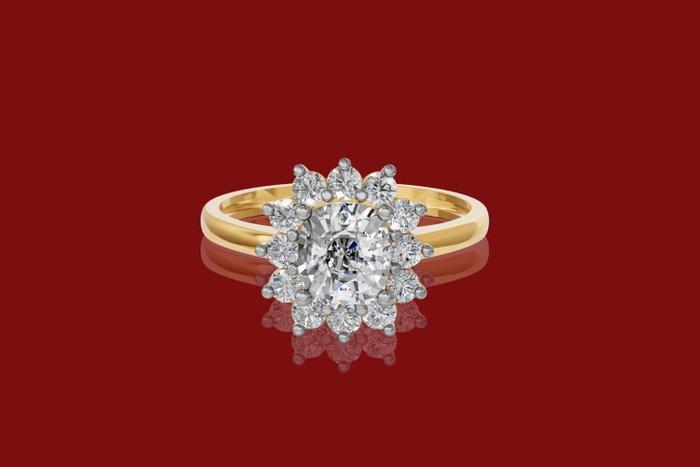 Zonder minimumprijs - Ring - 14 karaat Geel goud - 1.79ct., Handtassen en Accessoires, Ringen