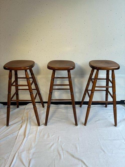 Kruk (3) - Set van 3 Houten Barstoelen in Klassieke Country, Antiek en Kunst, Curiosa en Brocante