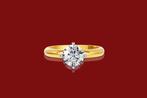 Zonder minimumprijs - Ring - 14 karaat Geel goud - 1.54ct., Handtassen en Accessoires, Ringen, Nieuw