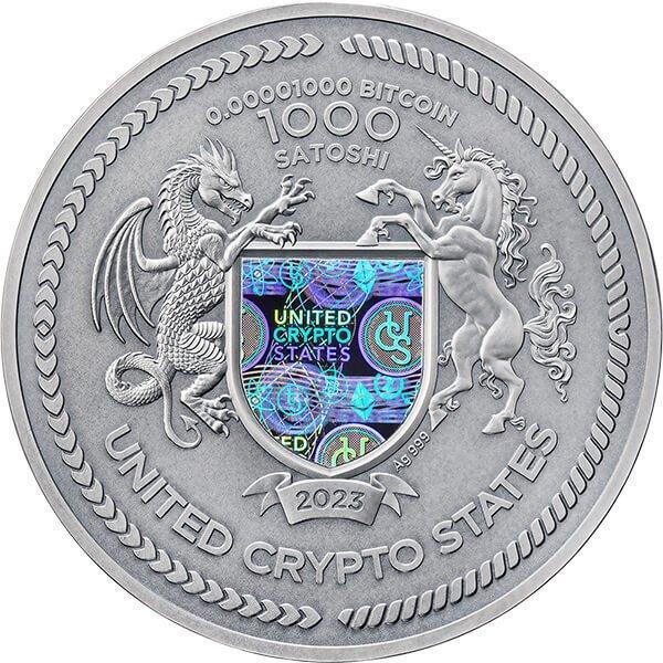 United Crypto States. 1000 satoshi 2023 Binary Eagle Binary, Timbres & Monnaies, Monnaies | Europe | Monnaies non-euro