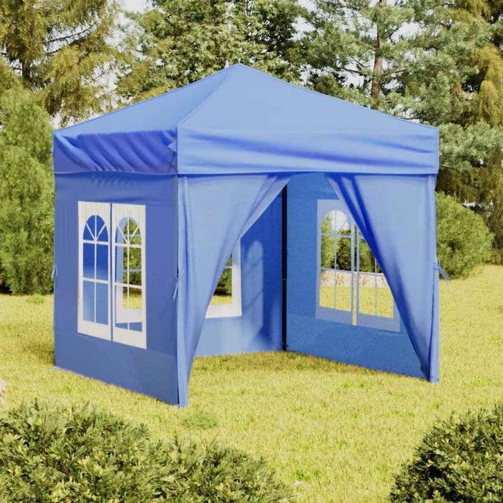 vidaXL Partytent inklapbaar met zijwanden 2x2 m blauw, Tuin en Terras, Partytenten, Nieuw, Verzenden