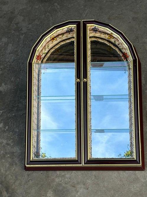 Vitrinekast - Glas, Hout, Messing, Textiel -, Antiek en Kunst, Antiek | Overige Antiek