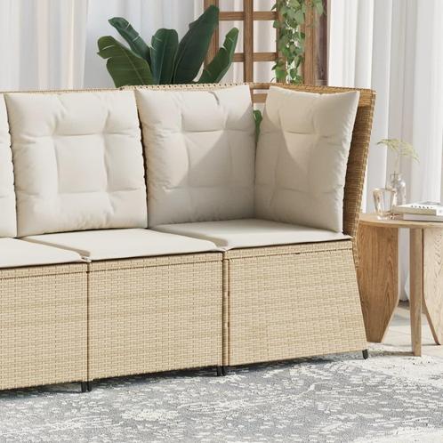 vidaXL Tuinhoekbank met kussens poly rattan beige, Tuin en Terras, Tuinsets en Loungesets, Nieuw, Verzenden