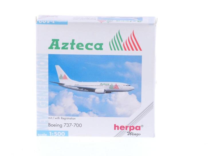 Schaal 1:500 Herpa 512909 Azteca Boeing 737-700 Reg. XA-L..., Hobby en Vrije tijd, Modelbouw | Vliegtuigen en Helikopters, Zo goed als nieuw