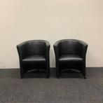 Complete set van 2 stuks fauteuil op wieltjes, zwart skai, Maison & Meubles