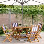 vidaXL 5-delige Tuinset massief hout en stof blauw en wit, Tuin en Terras, Verzenden, Nieuw, Tuinset