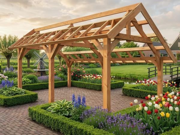 Veiling - Traditionele Douglas kapschuur 1260x460x325 cm, Tuin en Terras, Overkappingen
