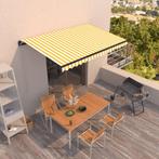 vidaXL Luifel handmatig uittrekbaar 450x350 cm geel en wit, Tuin en Terras, Zonneschermen, Verzenden, Nieuw