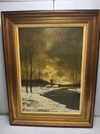 Piet Mees (XX) - Winterlandschap met molen