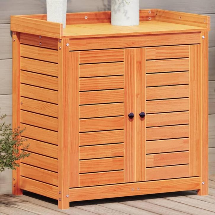 vidaXL Oppottafel met schappen 82,5x50x86,5 cm grenenhout, Tuin en Terras, Bloembakken en Plantenbakken, Nieuw, Verzenden