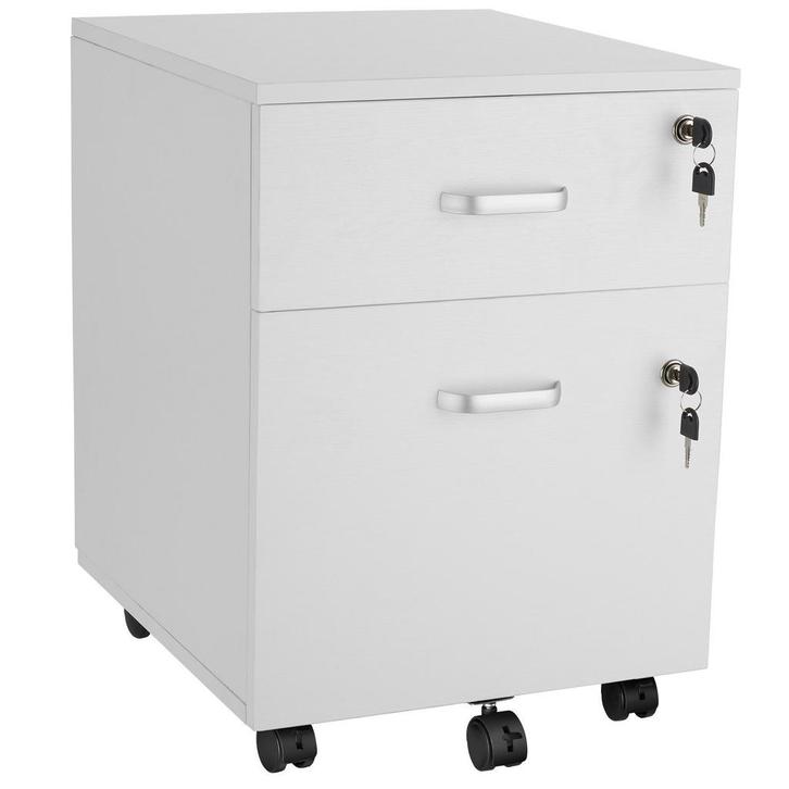 tectake Rolcontainer Vagur, 2 afsluitbare lades - wit, Huis en Inrichting, Kasten | Roldeurkasten en Archiefkasten, Verzenden
