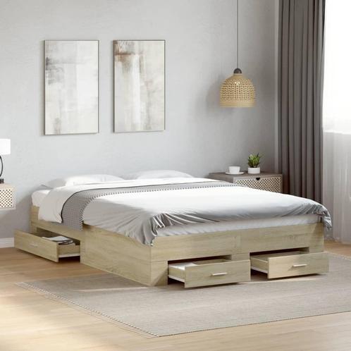 vidaXL Bedframe met lades bewerkt hout sonoma eikenkleurig, Huis en Inrichting, Slaapkamer | Bedden, Nieuw, Verzenden