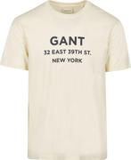 Gant T-shirt Graphic Logo Ecru maat Maat 52/54 (L) Heren, Kleding | Heren, Verzenden, Nieuw, Maat 52/54 (L), GANT