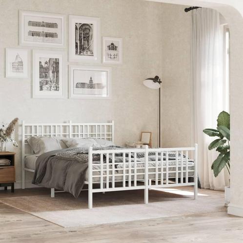 vidaXL Bedframe met hoofd- en voeteneinde metaal wit 140x200, Huis en Inrichting, Slaapkamer | Bedden, Nieuw, Verzenden