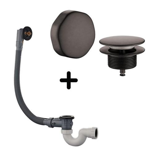 Badafvoer met Overloopcombinatie Wiesbaden Gunmetal, Doe-het-zelf en Bouw, Sanitair, Bad, Nieuw, Chroom, Ophalen of Verzenden